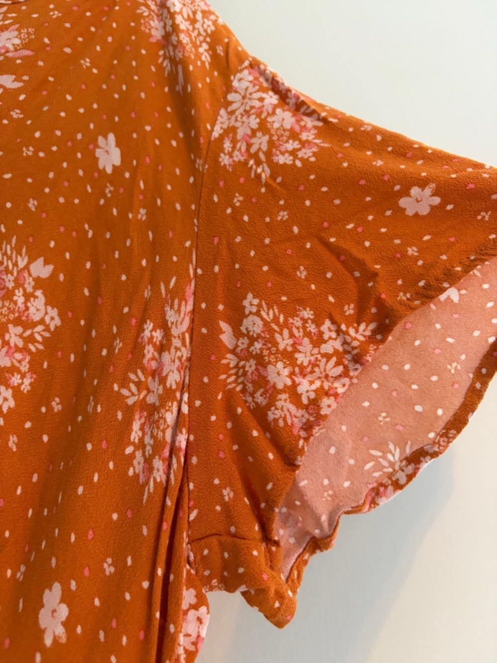 Xhilaration Orange Floral V-Neck Lace-Up Dress - Picture 4 of 5
